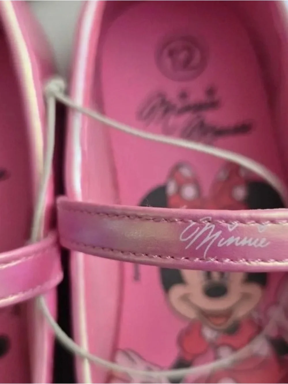 Minnie Mouse Girls Pink Sparkle Mary Jane Dress Shoes with Strap